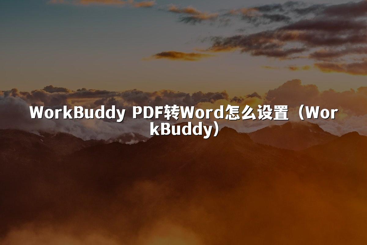 WorkBuddy PDF转Word怎么设置(WorkBuddy)