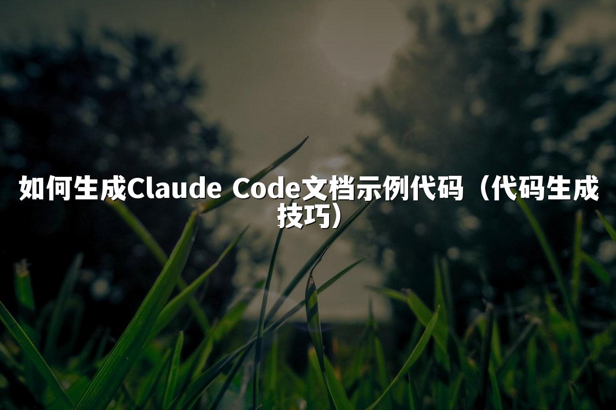 如何生成Claude Code文档示例代码(代码生成技巧)