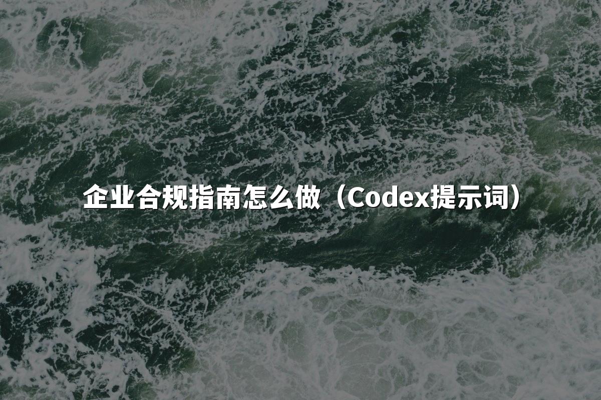 企业合规指南怎么做(Codex提示词)