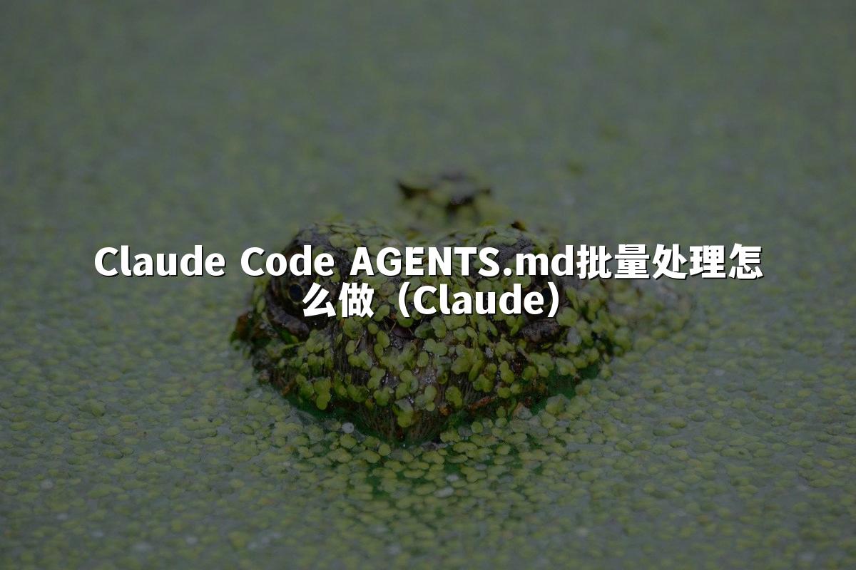 Claude Code AGENTS.md批量处理怎么做（Claude）