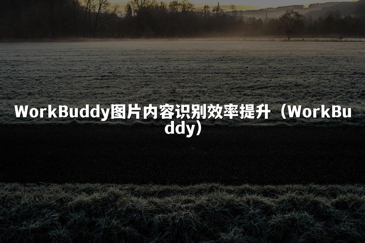 WorkBuddy图片内容识别效率提升(WorkBuddy)