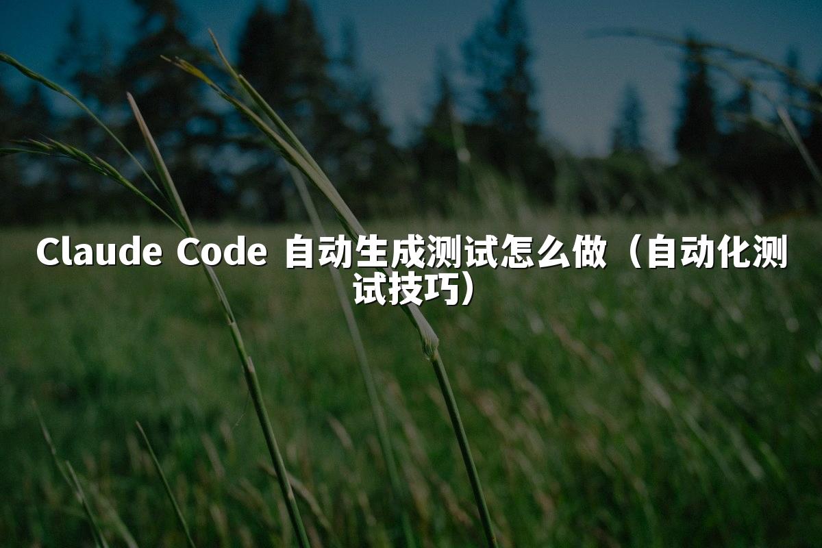 Claude Code 自动生成测试怎么做（自动化测试技巧）