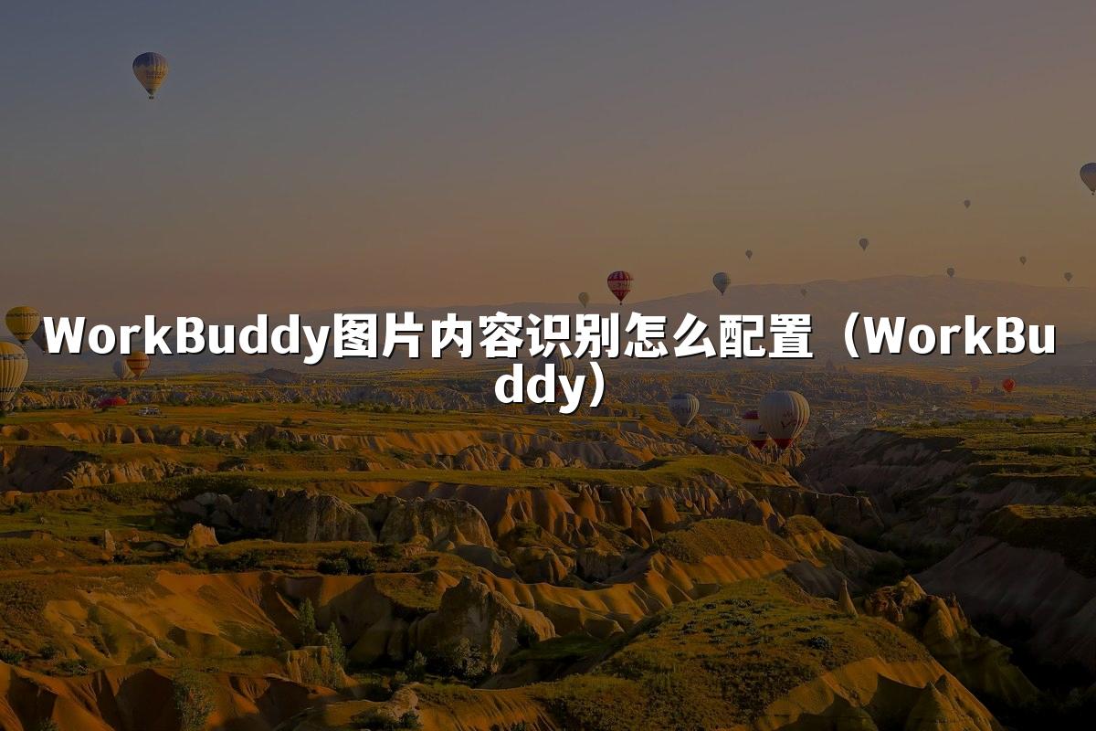 WorkBuddy图片内容识别怎么配置(WorkBuddy)