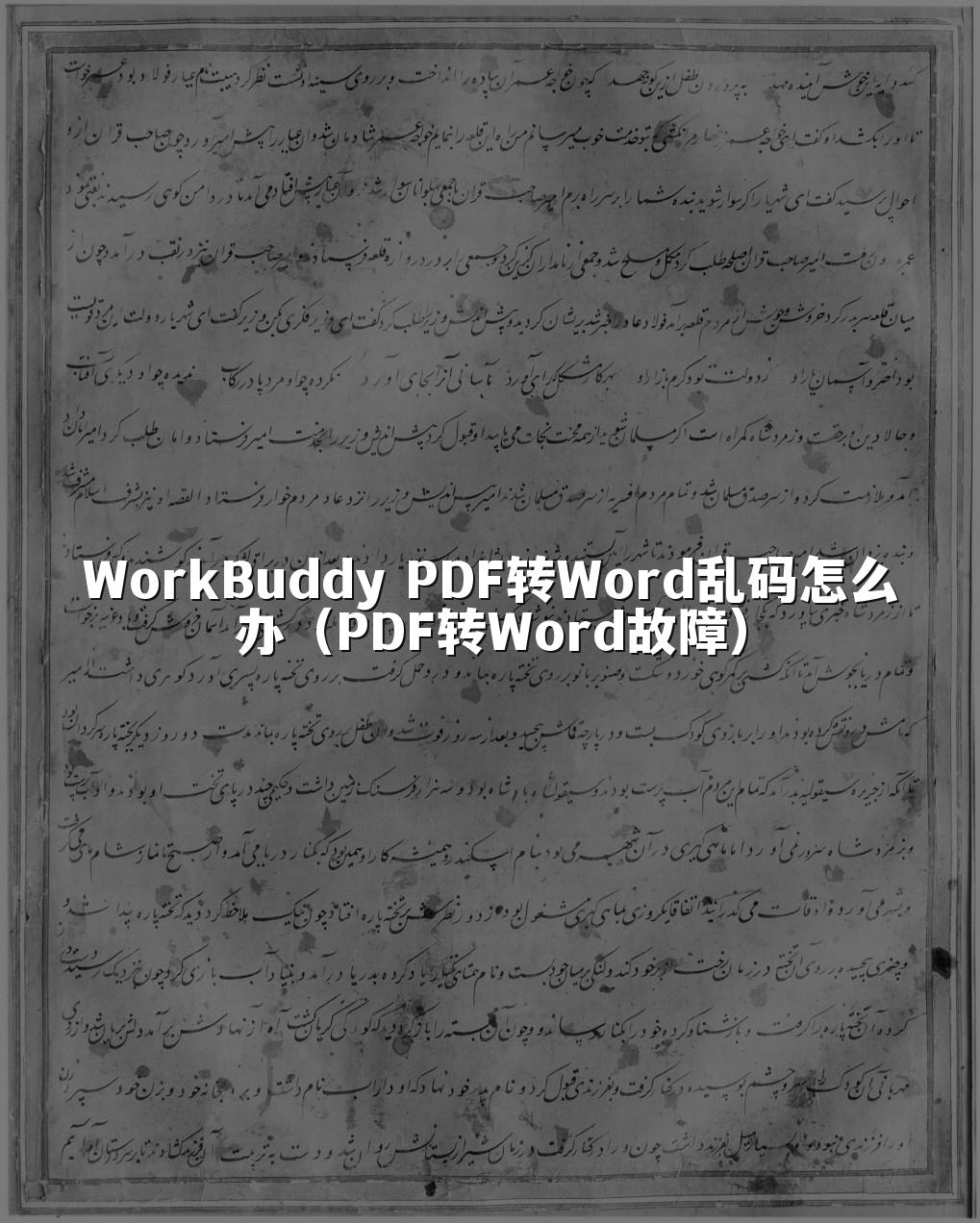 WorkBuddy PDF转Word乱码怎么办(PDF转Word故障)