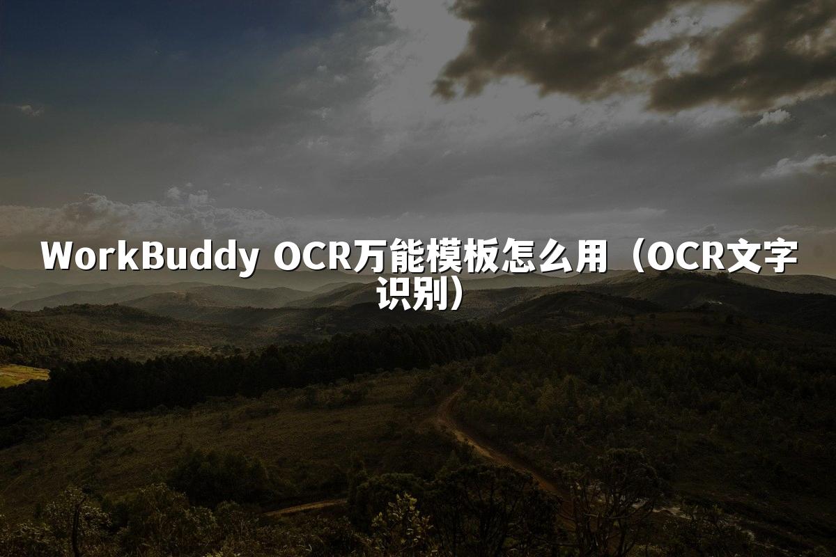WorkBuddy OCR万能模板怎么用(OCR文字识别)
